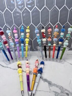 Colorful Pom-Pom Kids Ballpoint Pen - Assorted Colors plus shipping.